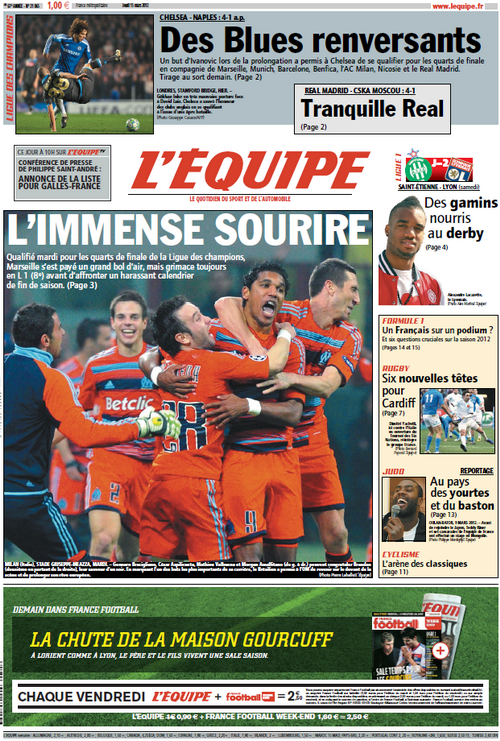 L'Equipe edition du 15 Mars 2012