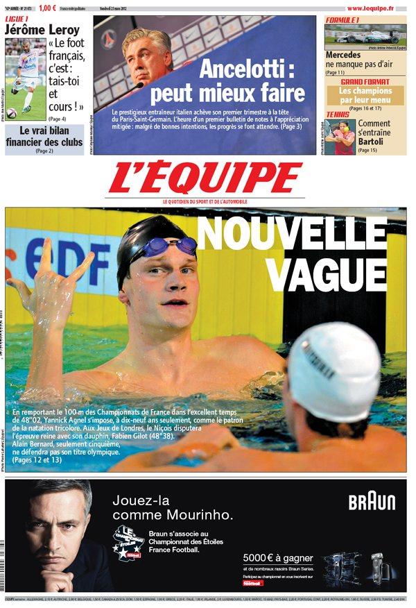L'Equipe edition du 23 Mars 2012