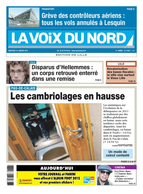 La Voix du Nord Edition de Lille du 18 Janvier 2012