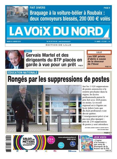 La Voix du Nord Edition de Lille du 24 Janvier 2012