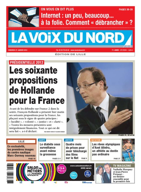 La Voix du Nord Edition de Lille du 27 Janvier 2012