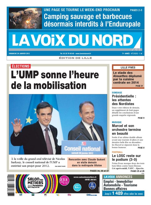 La Voix du Nord Edition de Lille du 29 Janvier 2012