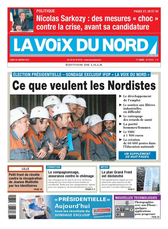 La Voix du Nord Edition de Lille du 30 Janvier 2012